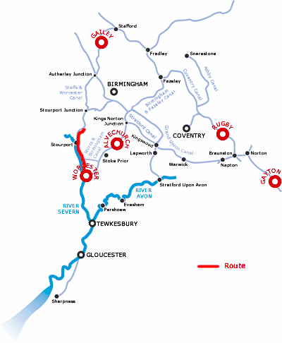 Worcester to Stourport or Kidderminster